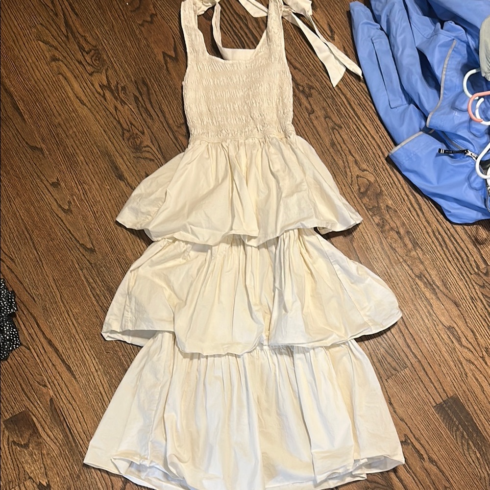 White Tiered Sleeveless Dress